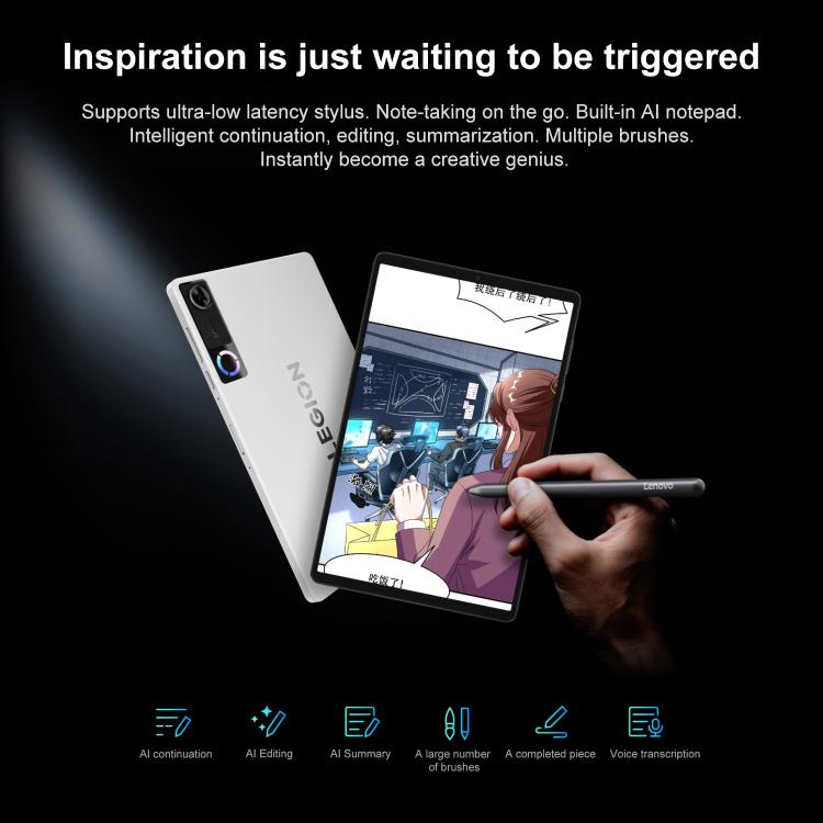 Lenovo LEGION Y700 Gen5 8.8 inch AI Gaming WIFI Tablet, 24GB+1TB, Android 16, Qualcomm Snapdragon 8 Elite Gen5, US Plug  - Black