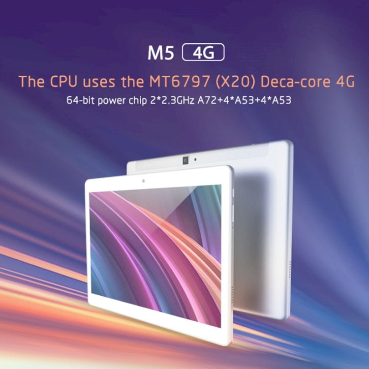 ALLDOCUBE M5 T1006 4G Call Tablet, 10.1 inch, 4GB+64GB, 6600mAh Battery, Android 8.0 MTK X20 (MT6797) Deca Core Up to 2.3GHz, Support OTG & GPS & FM & Bluetooth & Dual Band WiFi & Dual SIM Card(White+Silver)