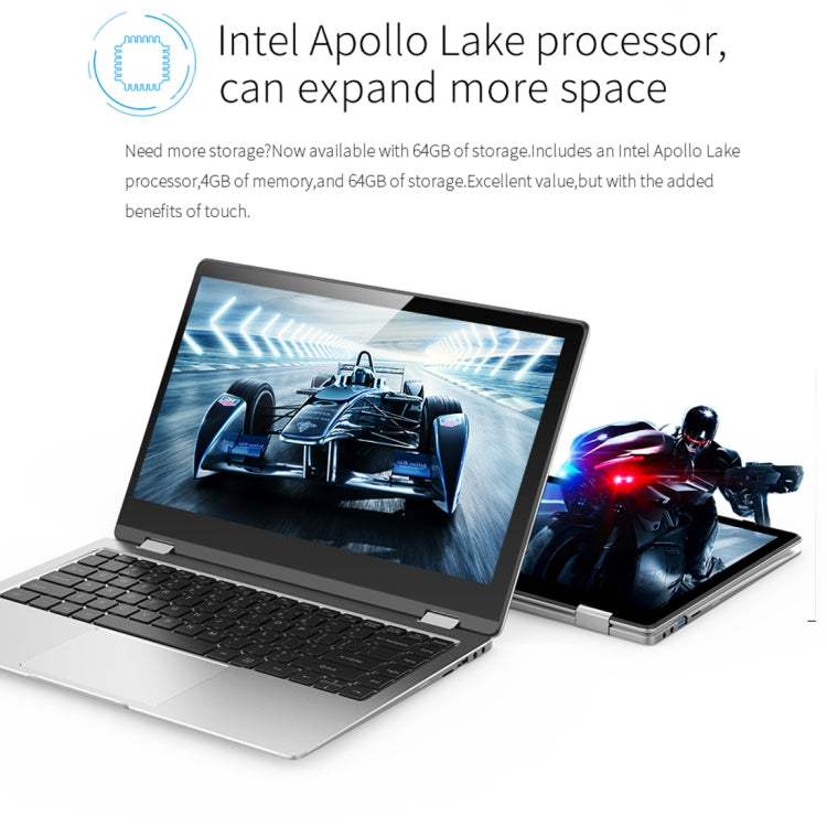 ALLDOCUBE iWork 5X Laptop, 13.3 inch, 4GB+64GB, Windows 10 Intel Apollo Lake N3450 Quad Core up to 1.1-2.2GHz, Support TF Card & Bluetooth & Dual Band WiFi & G-sensor(Silver)