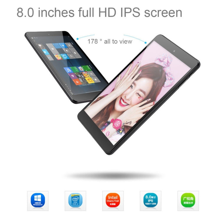PiPo Work-W2S Tablet, 8 inch, 2GB+32GB, Windows 10, Intel Z8350 Quad Core 1.84GHz, Support OTG, HDMI(Black)