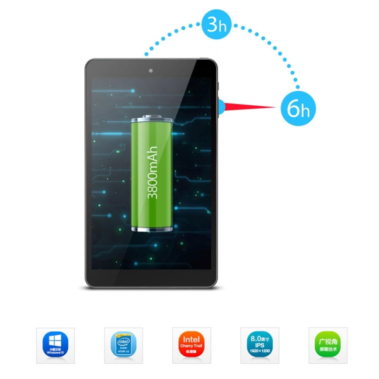 PiPo Work-W2S Tablet, 8 inch, 2GB+32GB, Windows 10, Intel Z8350 Quad Core 1.84GHz, Support OTG, HDMI(Black)