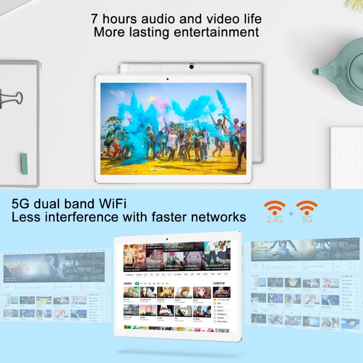 Teclast A10S Tablet, 10.1 inch, 2GB+32GB, 6000mAh Battery,  Android 7.0 MT8163 Quad Core 64-bit 1.5GHz, Support Bluetooth & Dual Band WiFi & TF Card & OTG & GPS & Micro HDMI(Silver)