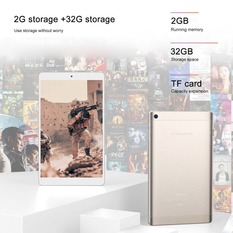 Teclast P80 Pro Tablet, 8.0 inch, 3GB+32GB, 5000mAh Battery,  Android 7.0 MT8163 Quad Core 64-bit 1.5GHz, Support Bluetooth & Dual Band WiFi & TF Card & OTG & GPS(Champagne Gold)