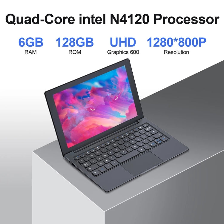 S7 mini 10.1 inch Laptop, 6GB+128GB, Windows 10 OS, Intel Celeron N4120 Quad Core CPU 1.1-2.6Ghz, Support & Bluetooth & WiFi & HDMI, US Plug(Black)