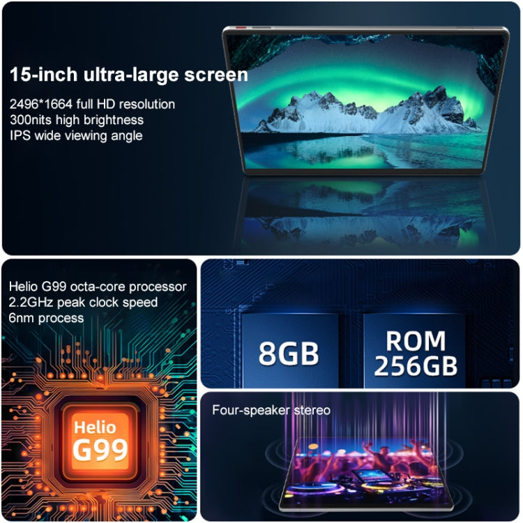 Jumper EZpad Max15 / Z1 Tablet PC, 8GB+256GB, 15 inch Android 14 OS MediaTek MT8781 Octa Core Network: 4G, EU Plug
