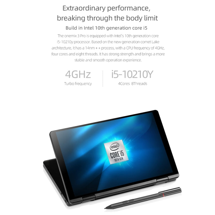 ONE-NETBOOK OneMix3 Pro Laptop, 8.4 inch, 16GB+512GB, Windows 10 Home, Intel CoRE I5 10210Y, Support Dual Band WiFi & Bluetooth & Fingerprint Unlock