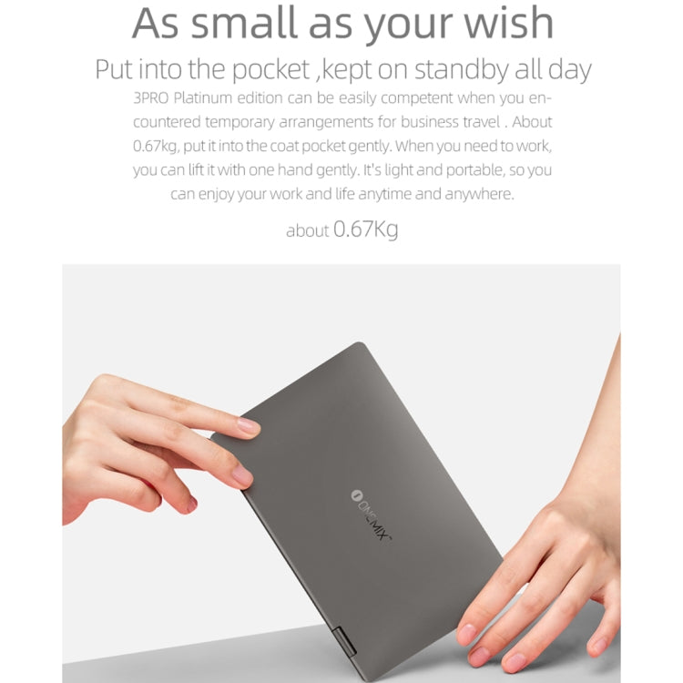 ONE-NETBOOK OneMix3 Pro Platinum Edition Laptop, 8.4 inch, 16GB+512GB, Windows 10 Home, Intel CoRE i7 10510Y, Support Dual Band WiFi & Bluetooth & Fingerprint Unlock