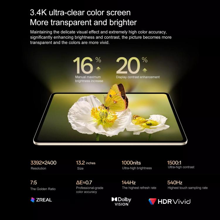 OPPO Pad 5 Pro 13.2 inch Tablet PC, 8GB+256GB, ColorOS 16.0 Snapdragon 8 Elite Gen5 Octa Core  - Gold