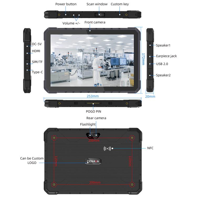 CENAVA A18ST IP68 Rugged Tablet PC, 8GB+128GB, 10.1 inch Android 13 OS MT8781 Octa Core, 4G Network, AU Plug
