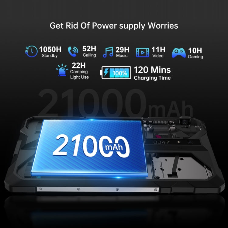 [HK Warehouse] Unihertz 8849 Tank Pad Rugged Tablet PC & Projector, 16GB+512GB, 10.95 inch Android 14 Dimensity 8200 Octa Core 5G Network, EU Plug  - Black
