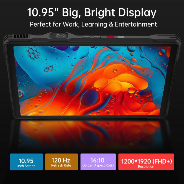 [HK Warehouse] Unihertz 8849 Tank Pad Ultra Rugged Tablet PC & Projector, 16GB+512GB, 10.95 inch Android 15 Dimensity 8200 Octa Core 5G Network, EU Plug  - Black