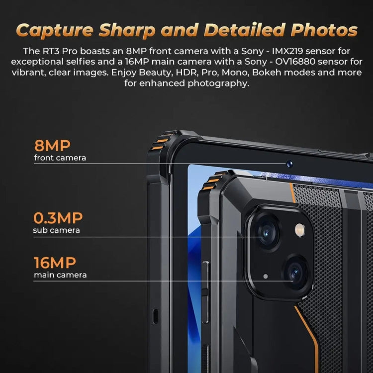 [HK Warehouse] OUKITEL RT3 Pro 4G Network IP68/IP69K Rugged Tablet, 4GB+128GB, 8.0 inch Android 14 MediaTek G81 Octa-Core Support Dual SIM, EU Plug