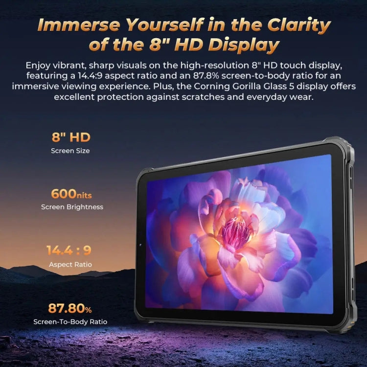 [HK Warehouse] OUKITEL RT3 Pro 4G Network IP68/IP69K Rugged Tablet, 4GB+128GB, 8.0 inch Android 14 MediaTek G81 Octa-Core Support Dual SIM, EU Plug