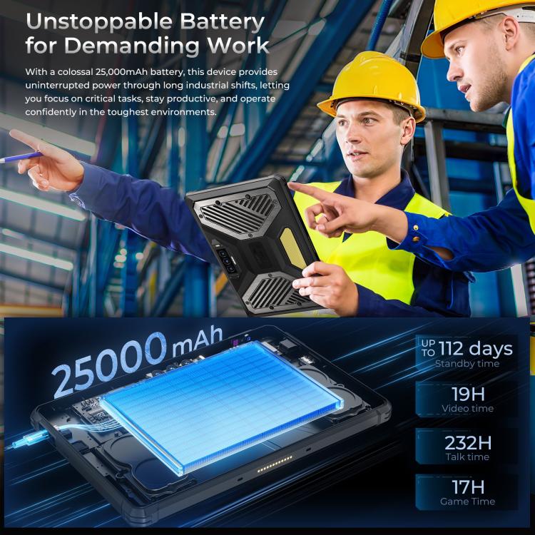 [HK Warehouse] OUKITEL RT10 5G Network IP68/IP69K Rugged Tablet, 12GB+512GB, 11 inch Android 15 MTK Dimensity 7400X Support Dual SIM, EU Plug  - Black