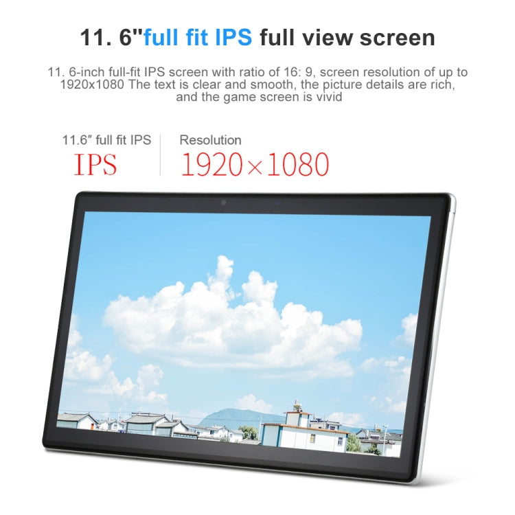 HSD116 4G Phone Call Tablet PC, 11.6 inch, 4GB+32GB, Android 9.0 MT6762 Octa Core up to 2.0GHz, Not Include Keyboard, Support Bluetooth & WiFi & GPS & OTG & Dual SIM (Black+Silver)