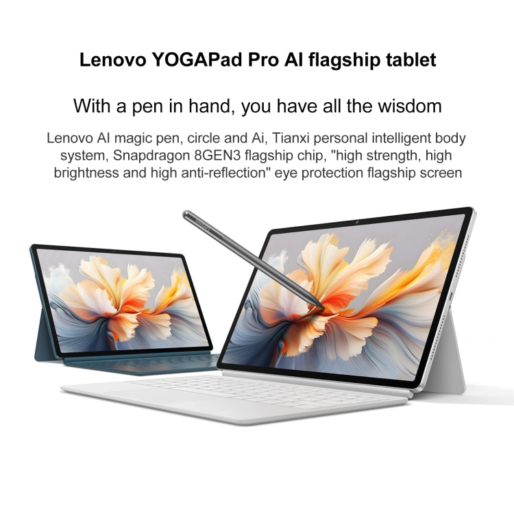 Lenovo YOGA Pad Pro AI 12.7 inch WiFi Tablet, 16GB+512GB, Android OS, Qualcomm Snapdragon 8 Gen3 Octa Core  - White