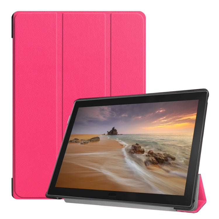 Custer Texture Horizontal Flip PU Leather Case for Lenovo Tab E10 X104, with Three-folding Holder