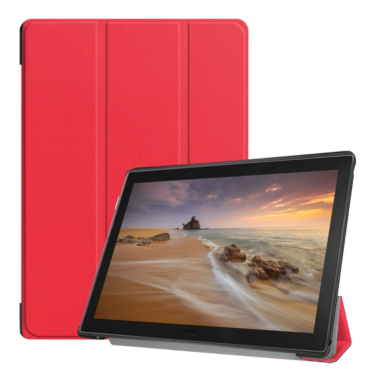 Custer Texture Horizontal Flip PU Leather Case for Lenovo Tab E10 X104, with Three-folding Holder