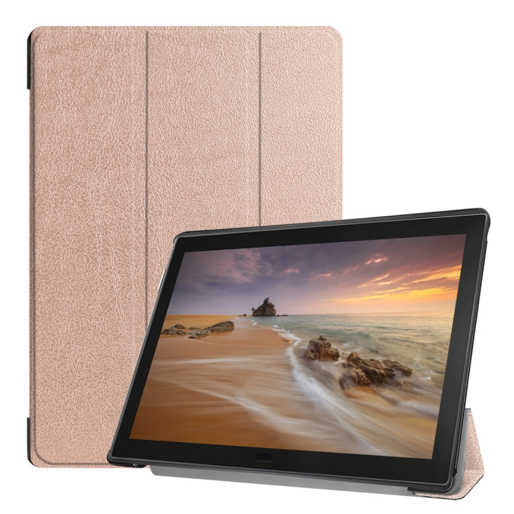 Custer Texture Horizontal Flip PU Leather Case for Lenovo Tab E10 X104, with Three-folding Holder