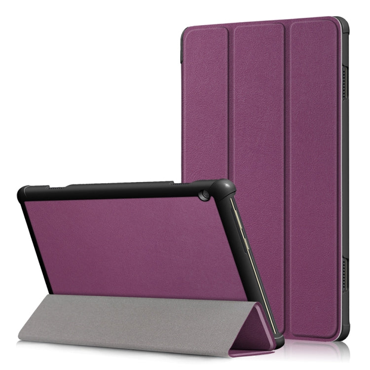3-folding Custer Texture Deformation Flip Leather Case for Lenovo Tab M10 TB-X605F / X505F