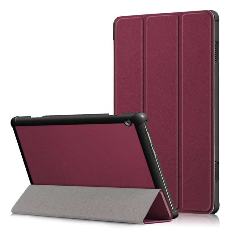 3-folding Custer Texture Deformation Flip Leather Case for Lenovo Tab M10 TB-X605F / X505F