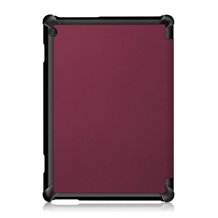 3-folding Custer Texture Deformation Flip Leather Case for Lenovo Tab M10 TB-X605F / X505F