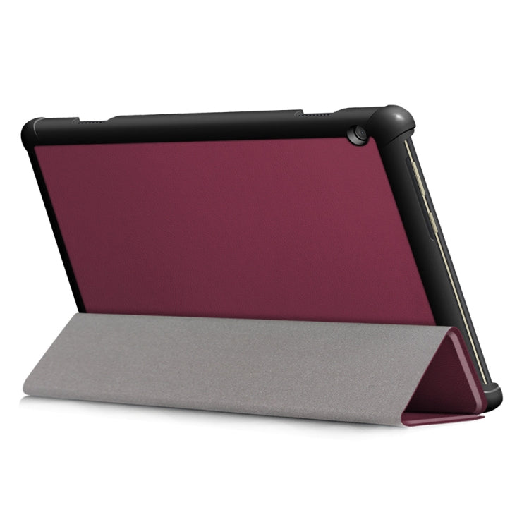 3-folding Custer Texture Deformation Flip Leather Case for Lenovo Tab M10 TB-X605F / X505F