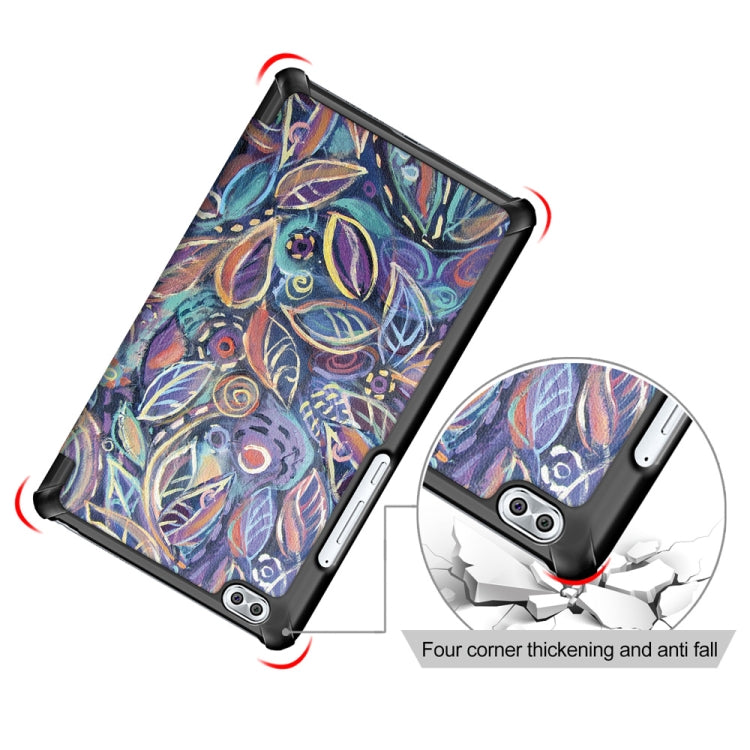 Coloured Drawing Pattern Horizontal Deformation Flip Leather Case for Huawei Honor Waterplay 8 inch, with Three-folding Holder