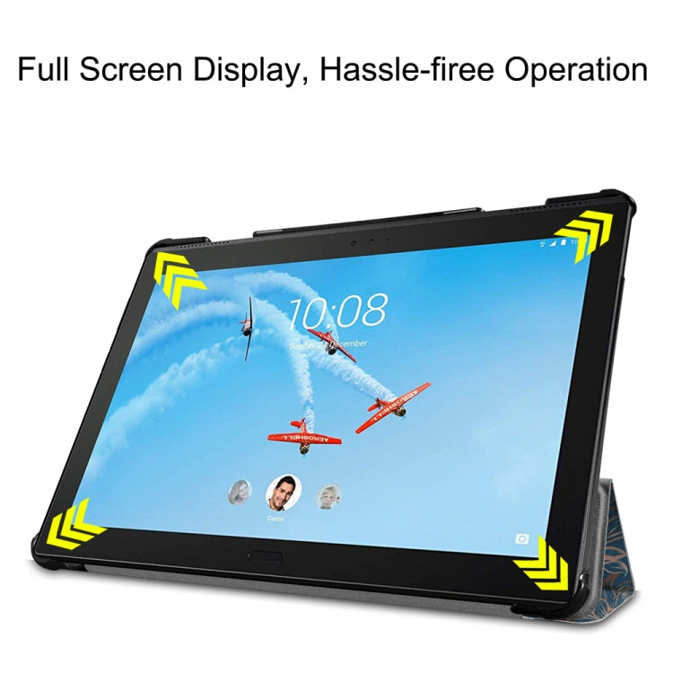 Coloured Drawing Pattern Horizontal Deformation Flip Leather Case for Lenovo Tab P10 10.1 inch, with Three-folding Holder & Sleep / Wake-up Function