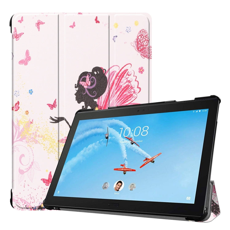Coloured Drawing Pattern Horizontal Deformation Flip Leather Case for Lenovo Tab P10 10.1 inch, with Three-folding Holder & Sleep / Wake-up Function