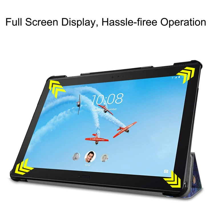 Coloured Drawing Pattern Horizontal Deformation Flip Leather Case for Lenovo Tab P10 10.1 inch, with Three-folding Holder & Sleep / Wake-up Function