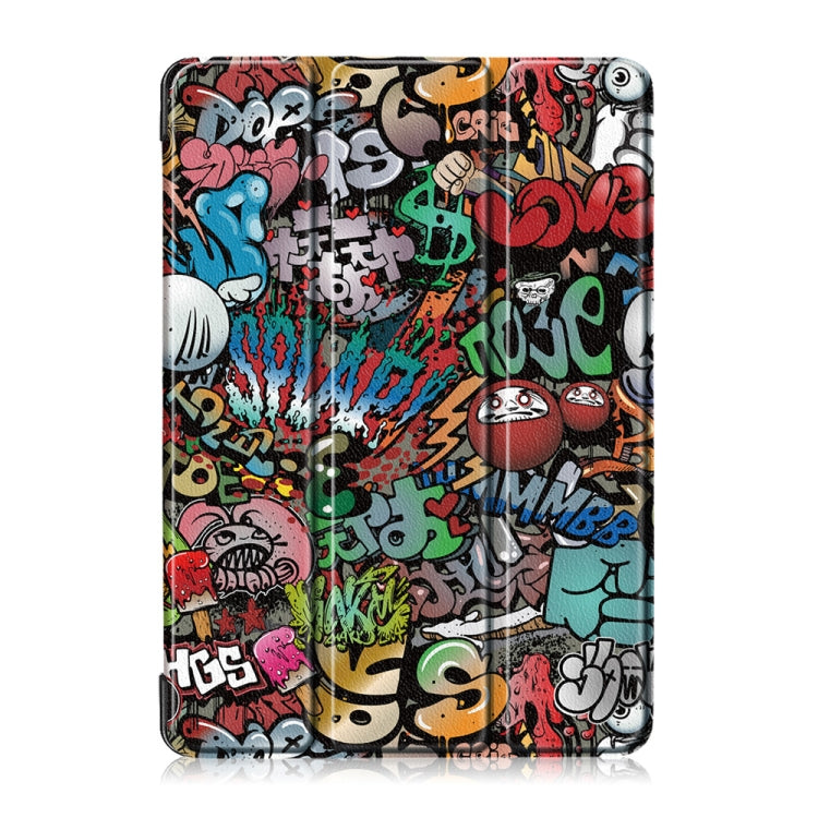 Coloured Drawing Pattern Horizontal Deformation Flip Leather Case for Lenovo Tab M10, with Three-folding Holder