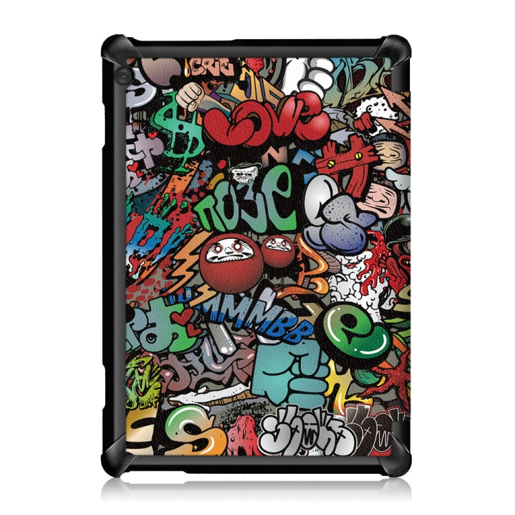 Coloured Drawing Pattern Horizontal Deformation Flip Leather Case for Lenovo Tab M10, with Three-folding Holder