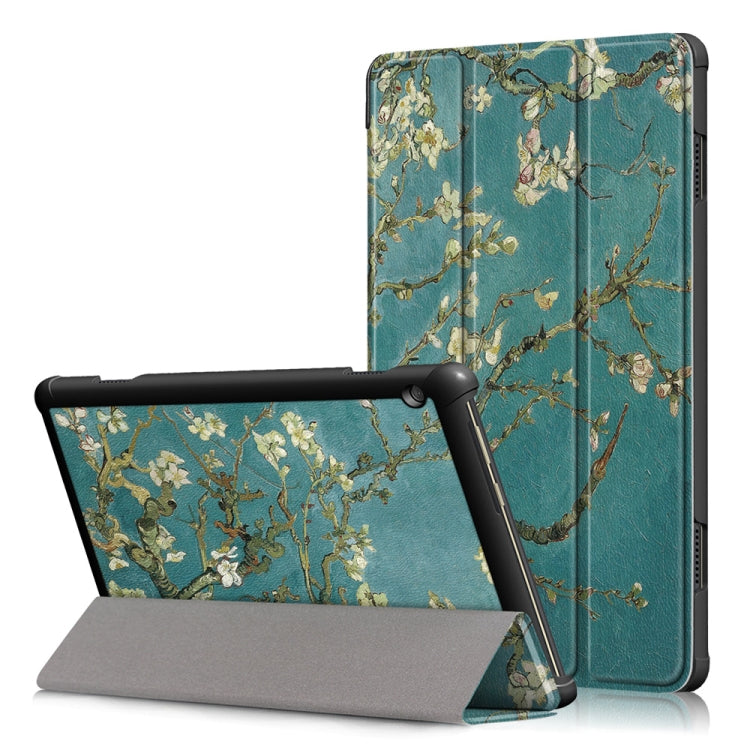 Coloured Drawing Pattern Horizontal Deformation Flip Leather Case for Lenovo Tab M10, with Three-folding Holder