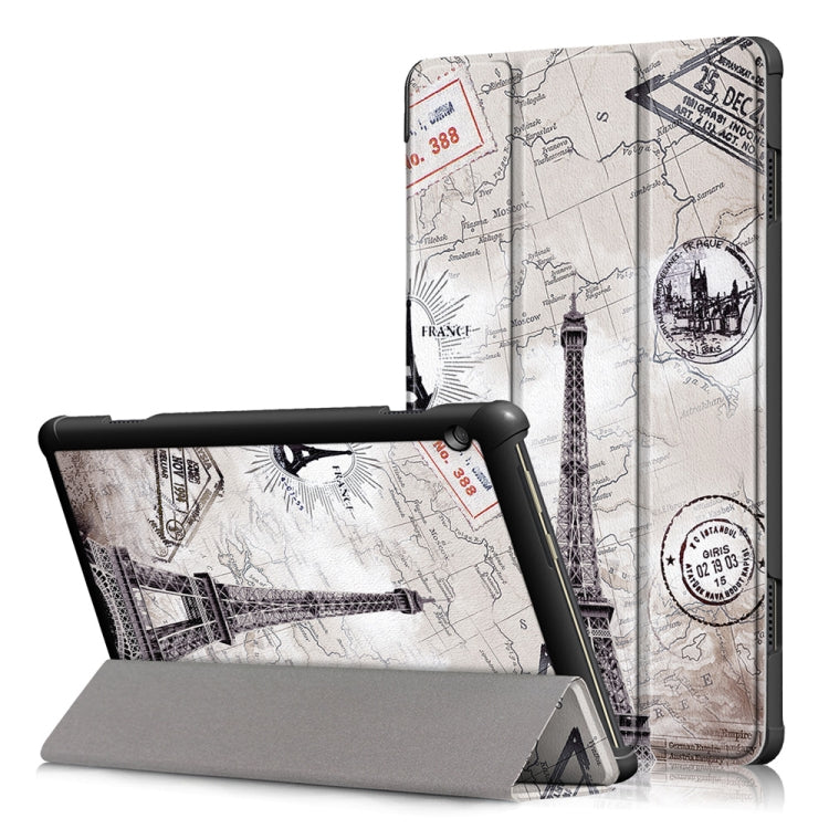 Coloured Drawing Pattern Horizontal Deformation Flip Leather Case for Lenovo Tab M10, with Three-folding Holder