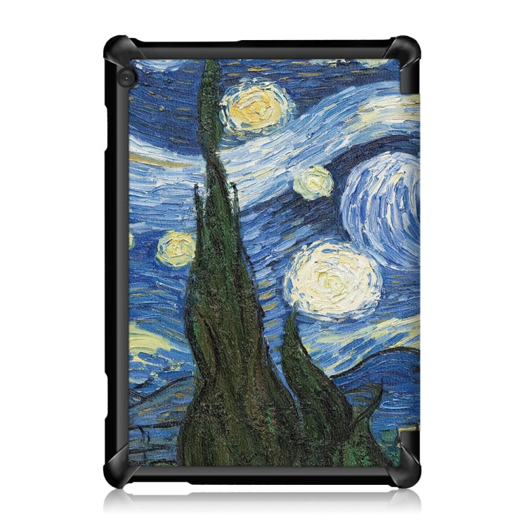 Coloured Drawing Pattern Horizontal Deformation Flip Leather Case for Lenovo Tab M10, with Three-folding Holder