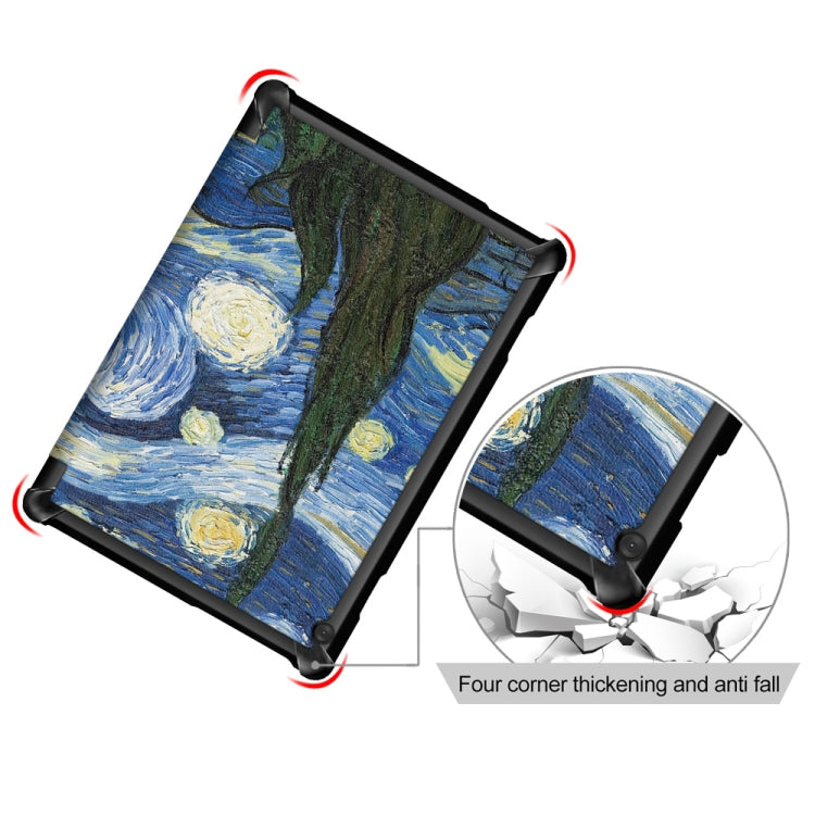 Coloured Drawing Pattern Horizontal Deformation Flip Leather Case for Lenovo Tab M10, with Three-folding Holder