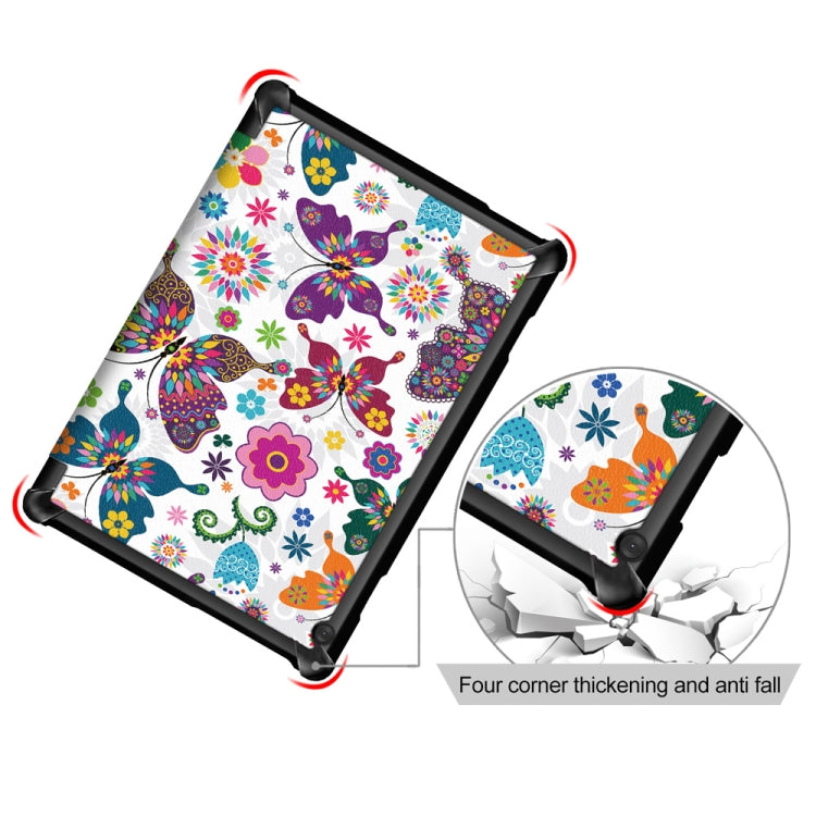 Coloured Drawing Pattern Horizontal Deformation Flip Leather Case for Lenovo Tab M10, with Three-folding Holder