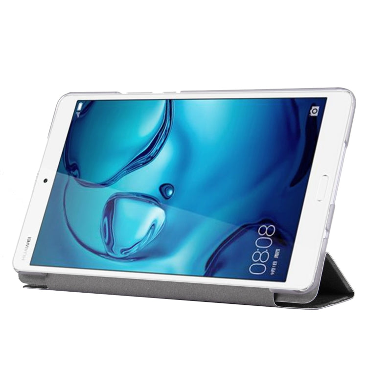 For Huawei Mediapad M3 Lite 8.0 Silk Texture Horizontal Flip Leather Case with Three-folding Holder