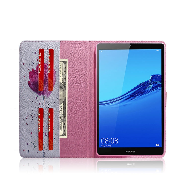 Purple Orchids Pattern Horizontal Flip Leather Case for Huawei MediaPad M5 Lite 8 / Honor Tab 5, with Holder & Card Slot & Wallet