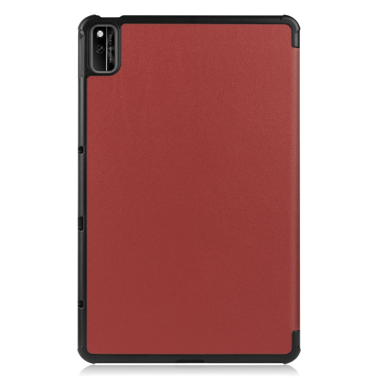 For Huawei Honor V6 / MatePad 10.4 inch Universal Caster Pattern Horizontal Flip Tablet PC Protective Leather Case with Tri-fold Bracket & Sleep Function(Wine Red)