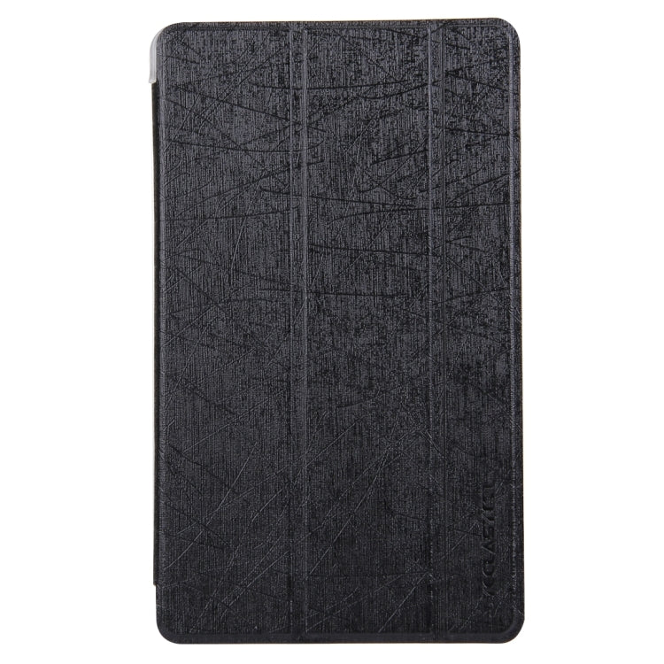 For Teclast  X80 Power Dual OS Tablet(WMC0011) Silk Texture Horizontal Flip Leather Case with with Translucent Frosted Plastic Back Shell & Three-folding Holder(Black)