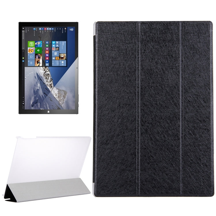 For Teclast  Tbook 10 Dual OS Tablet(WMC0600) Silk Texture Horizontal Flip Leather Case with Translucent Frosted Plastic Back Shell & Three-folding Holder(Black)