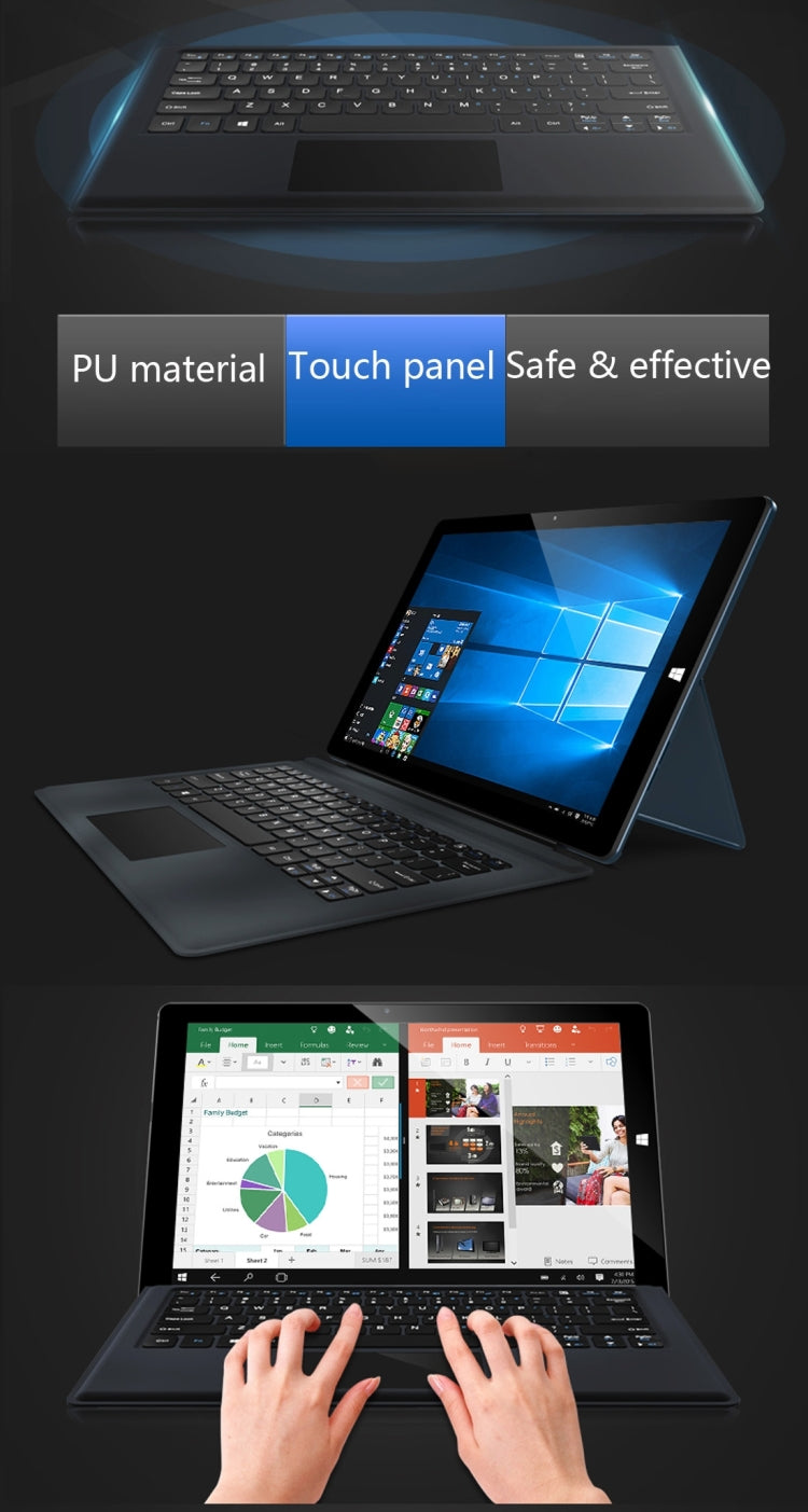 CUBE i9 (S-WMC-2346) 2 in 1 Horizontal Flip Foldable Leather Tablet Case with Magnetic Suction Touch Keyboard (Front Black + Back Dark Blue)