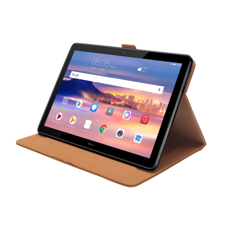 Horizontal Flip Double Holder Leather Case for Huawei MediaPad T5 10.1, with Card Slots & Photo Frame & Pen Slot