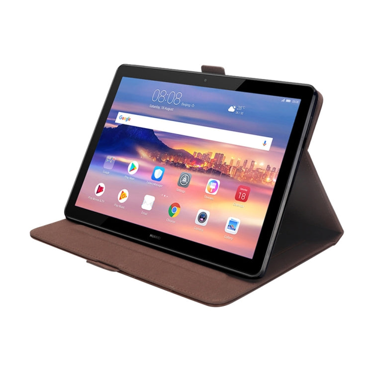 Horizontal Flip Double Holder Leather Case for Huawei MediaPad T5 10.1, with Card Slots & Photo Frame & Pen Slot