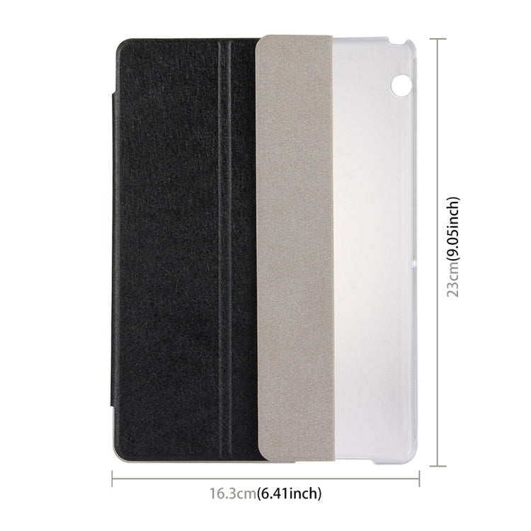 For Huawei  MediaPad T3 10 9.6 inch Silk Texture Horizontal Flip Leather Case with 3-folding Holder