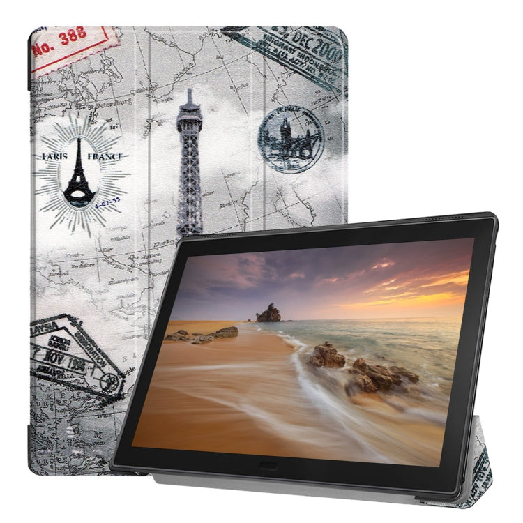 Retro Tower Pattern Horizontal Flip PU Leather Case for Lenovo Tab E10 X104, with Three-folding Holder