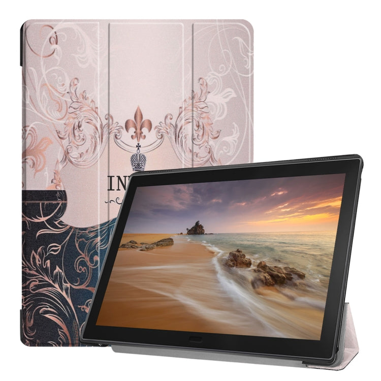 French Style Pattern Horizontal Flip PU Leather Case for Lenovo Tab E10 X104, with Three-folding Holder