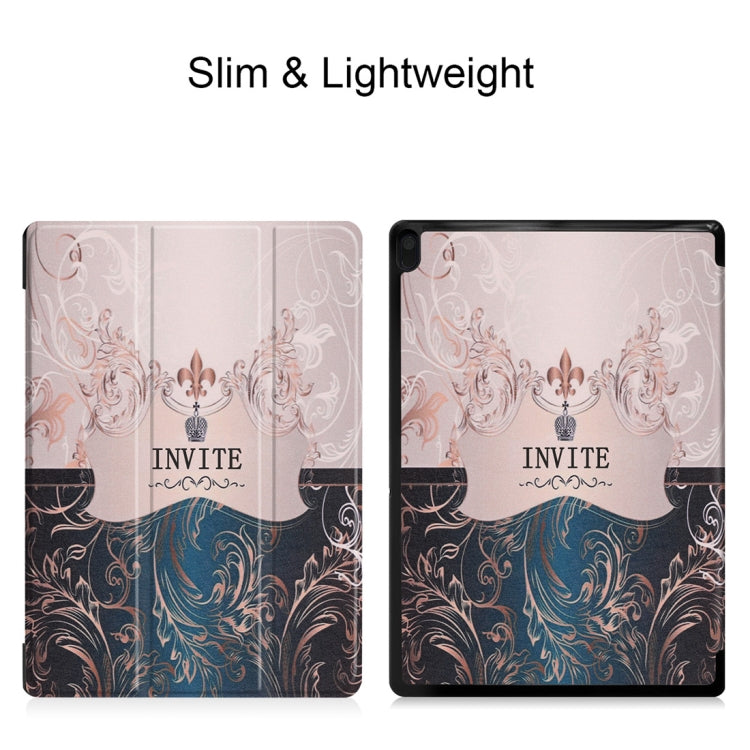 French Style Pattern Horizontal Flip PU Leather Case for Lenovo Tab E10 X104, with Three-folding Holder